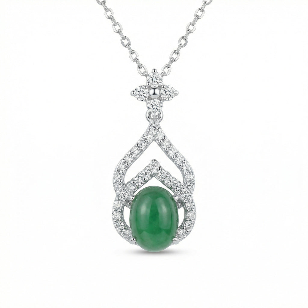 925 Sterling Silver Exquisite Green Jadeite Cabochon