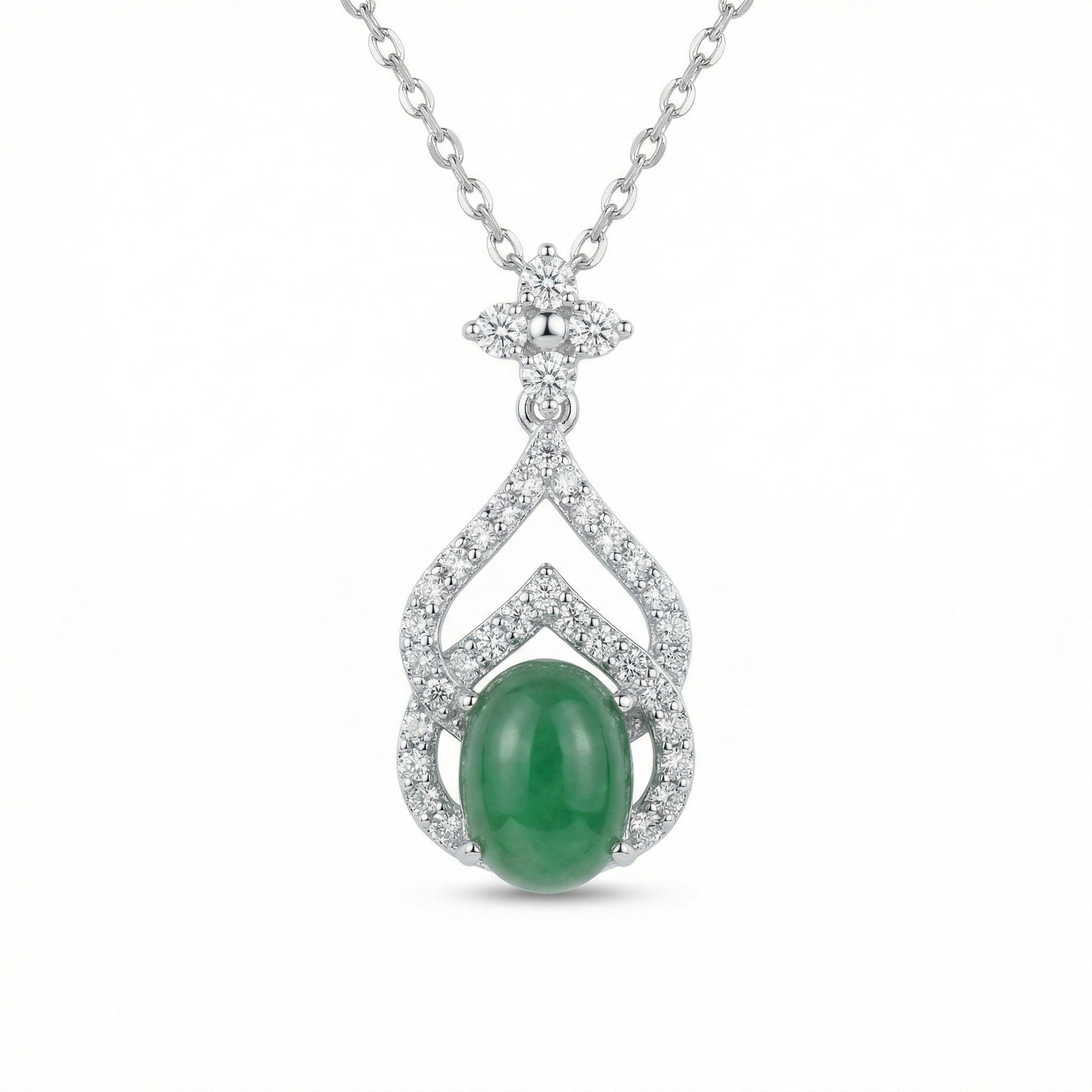 925 Sterling Silver Exquisite Green Jadeite Cabochon