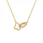 925 Sterling SilverInterlocking CloverPave Ring Necklace