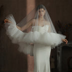 Heavy Industry Ruffled Bridal Veil White
