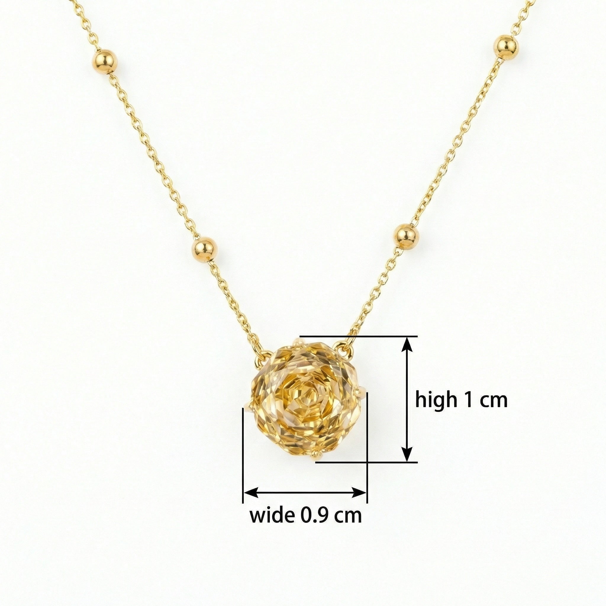 925 Sterling Silver  Hand-Carved Citrine Rose Pendant