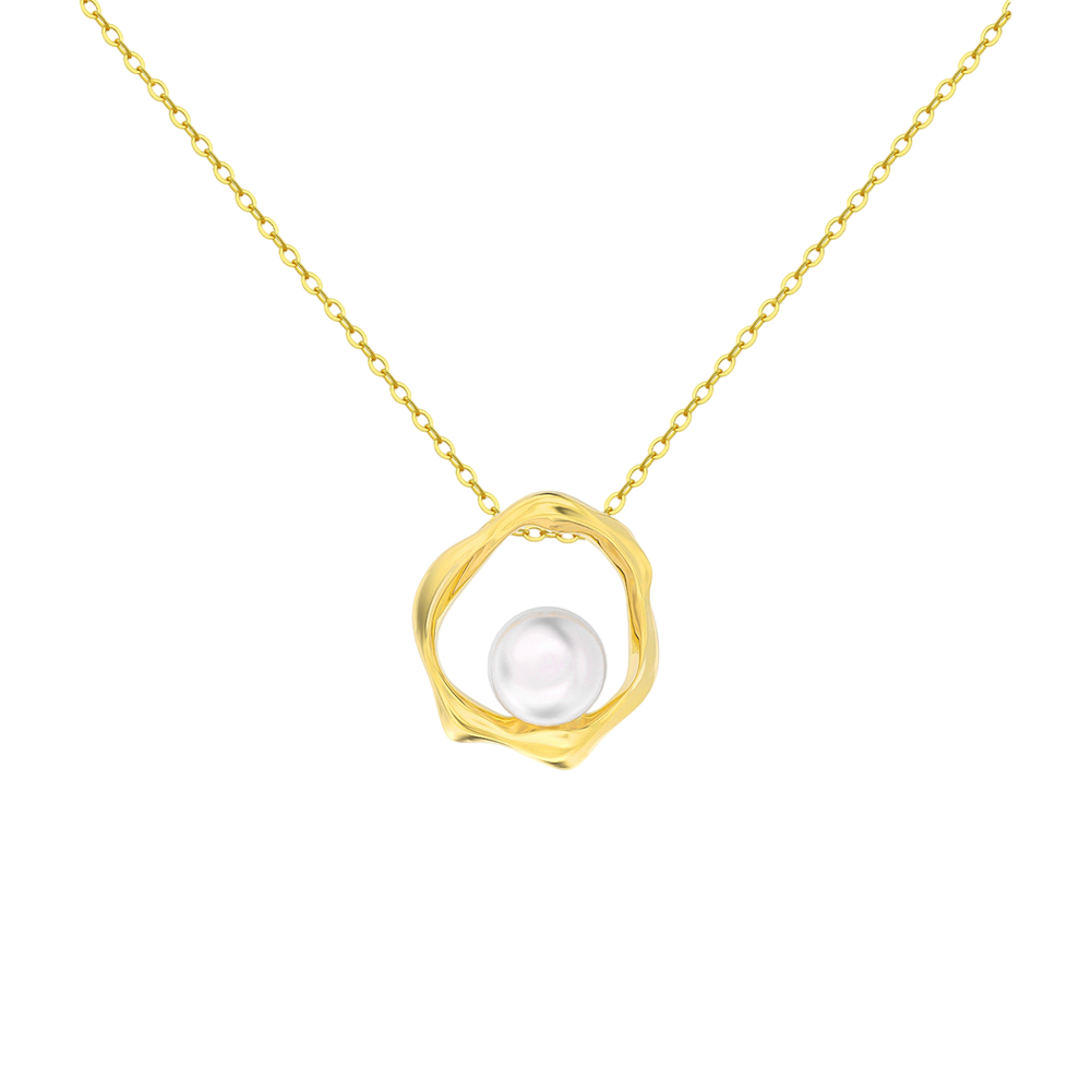 925 Sterling Silver Organic Wavy Pendant Necklace