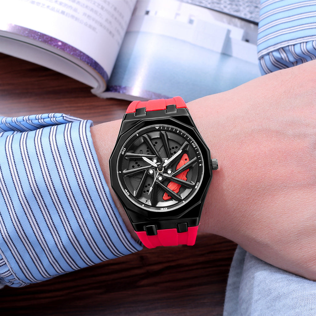 Rotating Watch Mens Wheel Hub Rotating Quartz Watch
