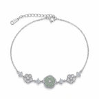 Elegant S925 Sterling Silver Sparkling Flower and Round