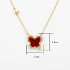 925 Sterling Silver Red Carnelian Butterfly Pendant Necklace