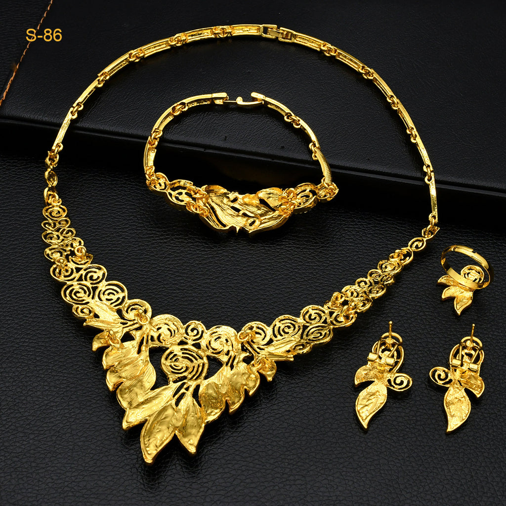 Women's Saudi Bridal Necklace Bracelet Earrings