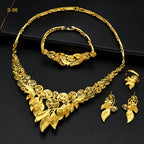 Women's Saudi Bridal Necklace Bracelet Earrings