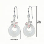 925 Sterling Silver  White Jade and Pearl Earrings