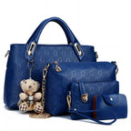 Women 4Pcs Top Handle Satchel Hobo  Leather Handbag Set