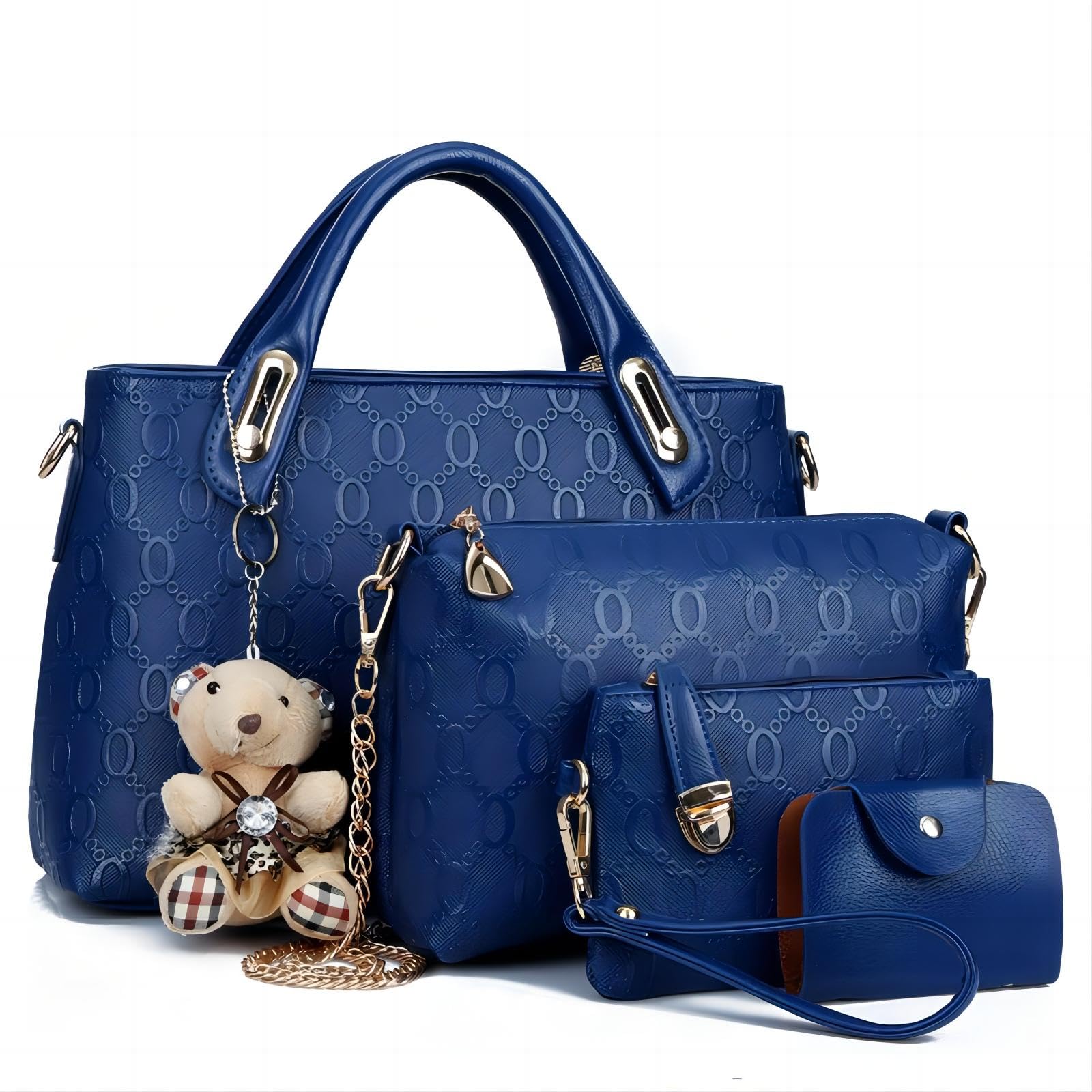 Women 4Pcs Top Handle Satchel Hobo  Leather Handbag Set