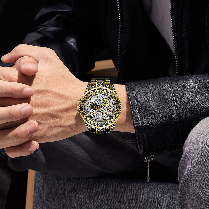 New Stylish Luminous Mens Fully Automatic Mechanical Watch A Trendy Vintage Timepiece
