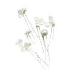 Ceramic Flower Pearl Embellished Bridal Hairpin