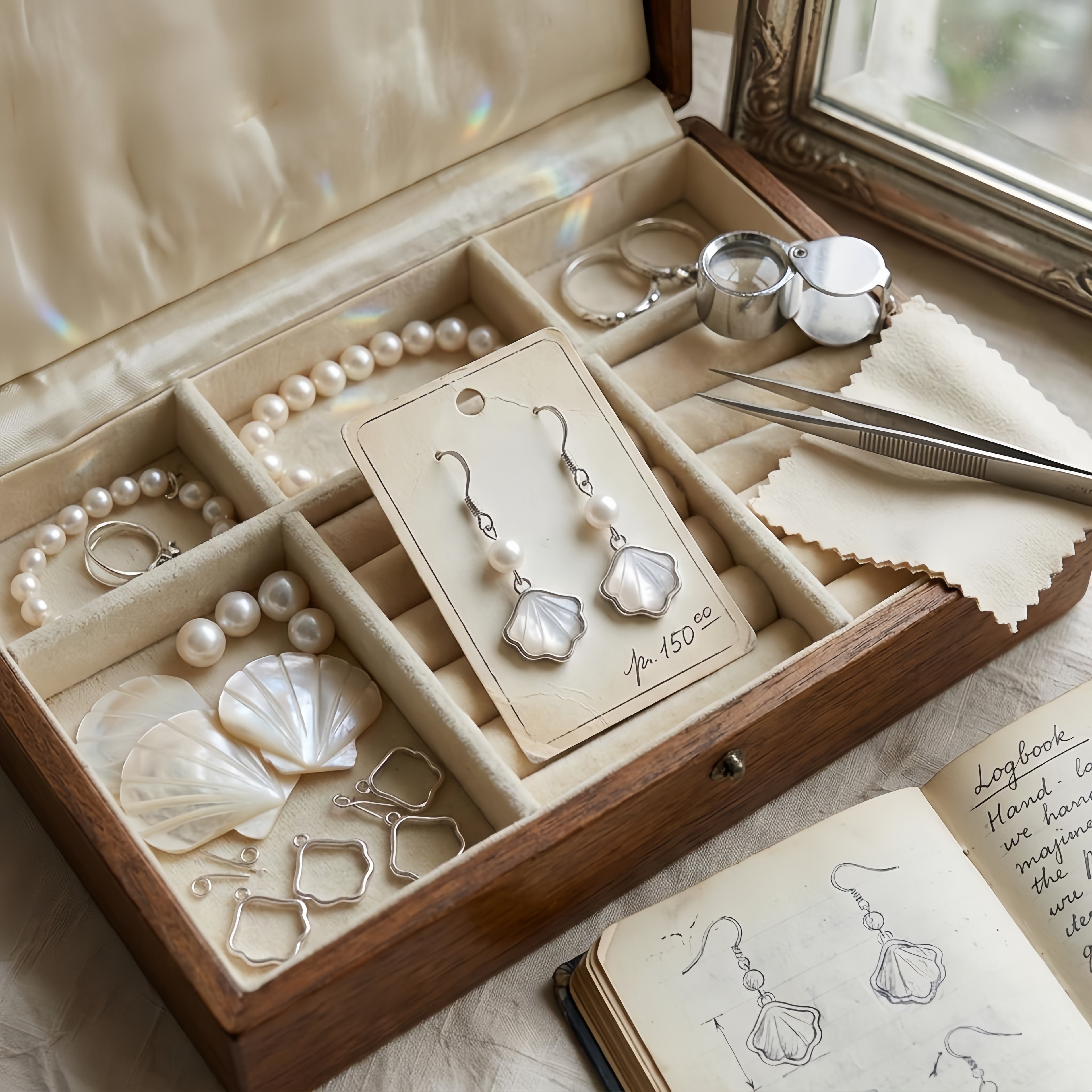925 Sterling Silver Elegant  Pearl Drop Earrings with Lustrous Shell