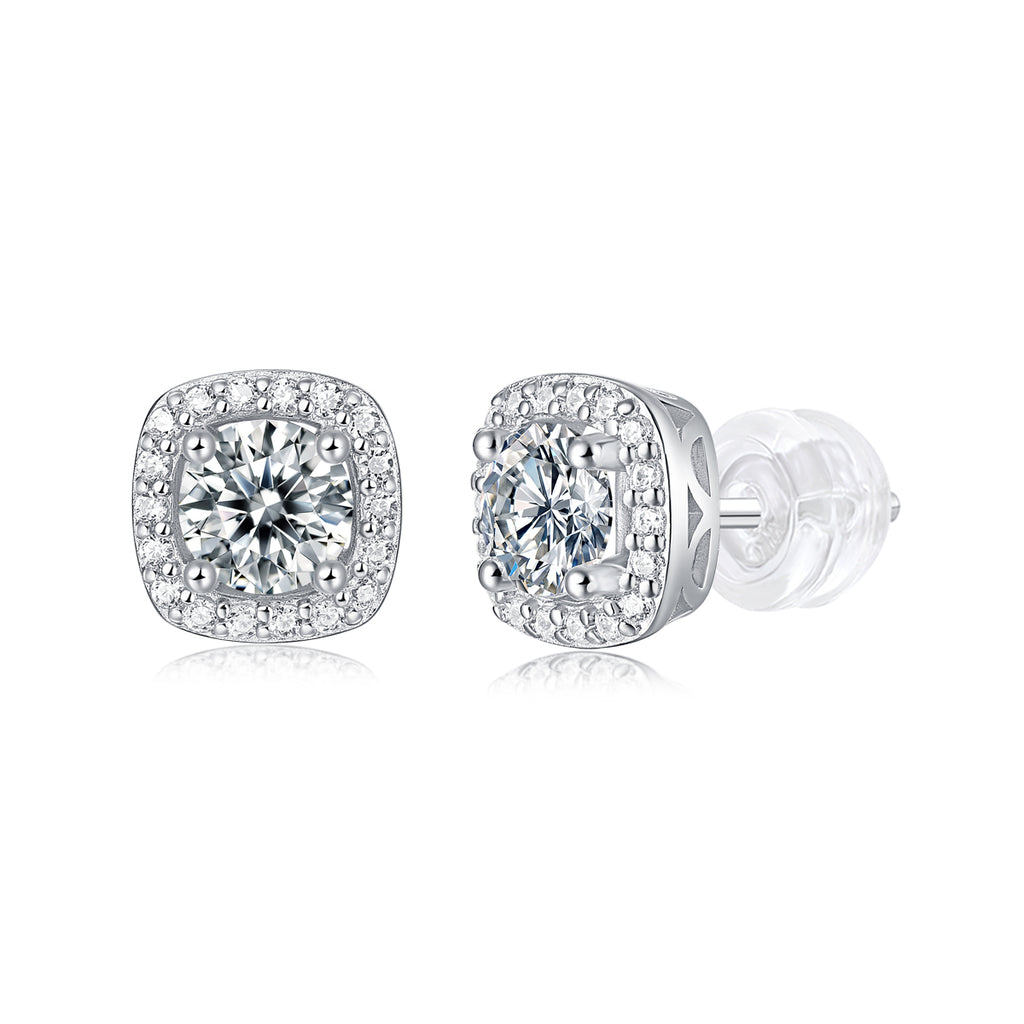 Square-shaped Stud Earrings - Set With 0.5-carat