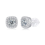 Square-shaped Stud Earrings - Set With 0.5-carat