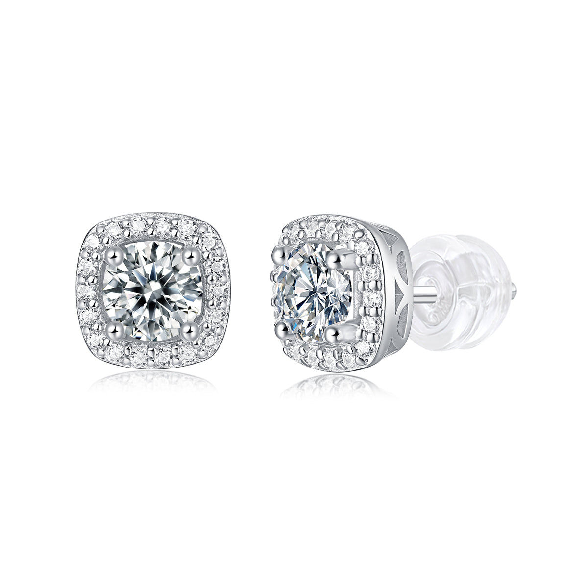 Square-shaped Stud Earrings - Set With 0.5-carat