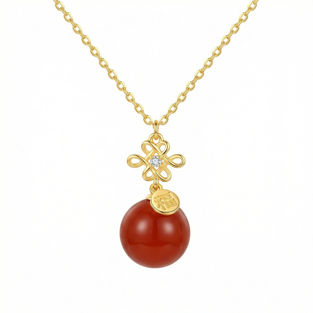 925 Sterling Silver Chinese Knot Pendant Necklace