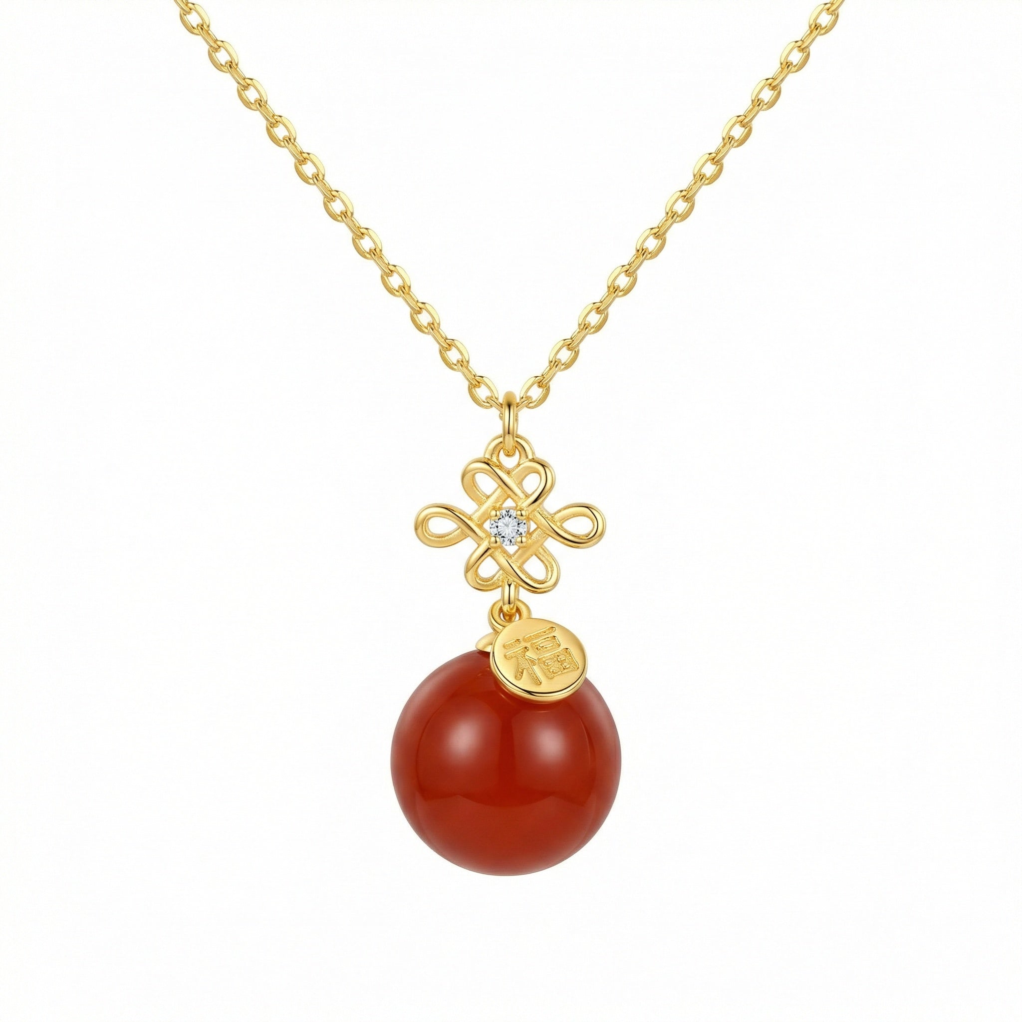 925 Sterling Silver Chinese Knot Pendant Necklace