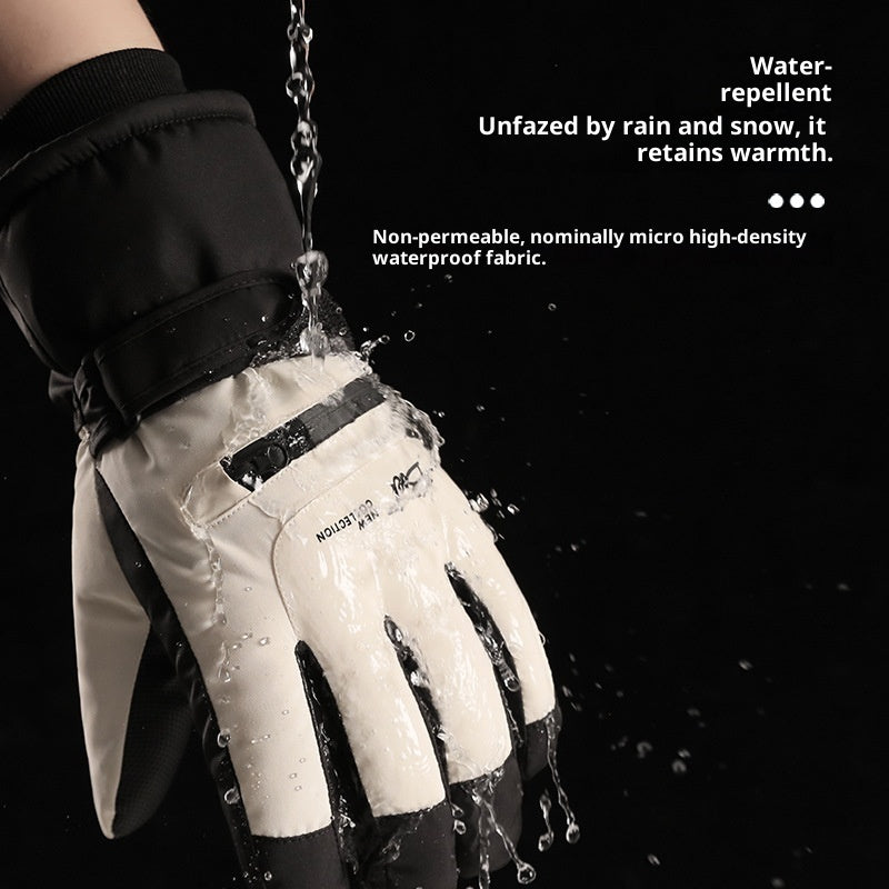 Fleece-lined Thickened Men's And Women's Skiing Gloves