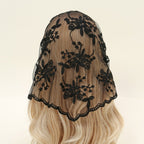 Bridal Floral Lace Triangular  Solid Color Veil