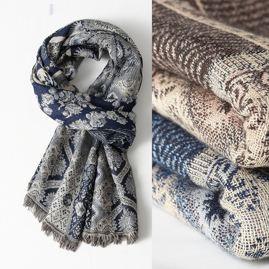 Men's Cotton Jacquard  Warm Scarf