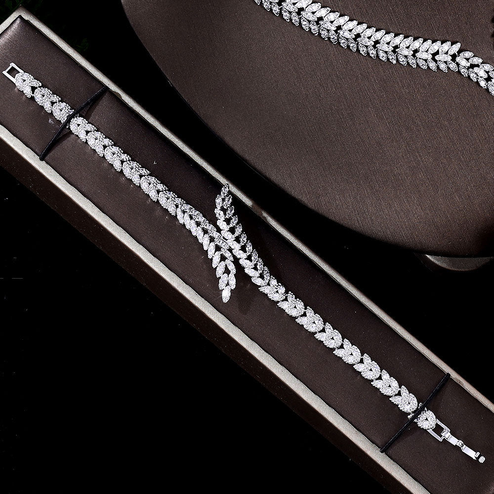 Zircon Jewelry Full Crystal Necklace And Earrings