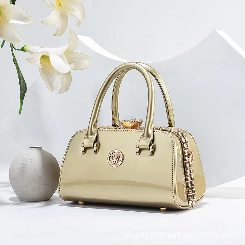 Shiny Leather Diamond-Embellished Womens Bag